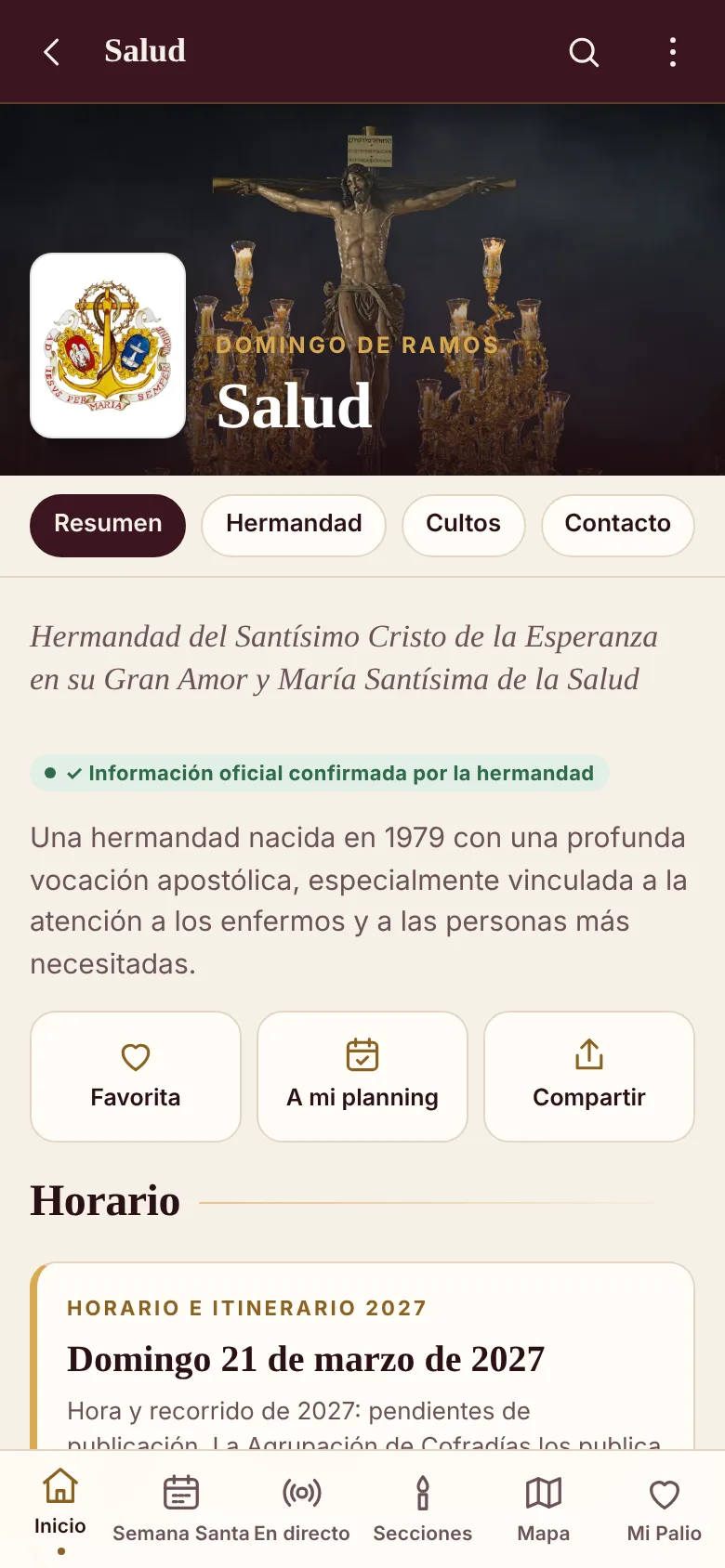 Pantalla Fichas de Palio App