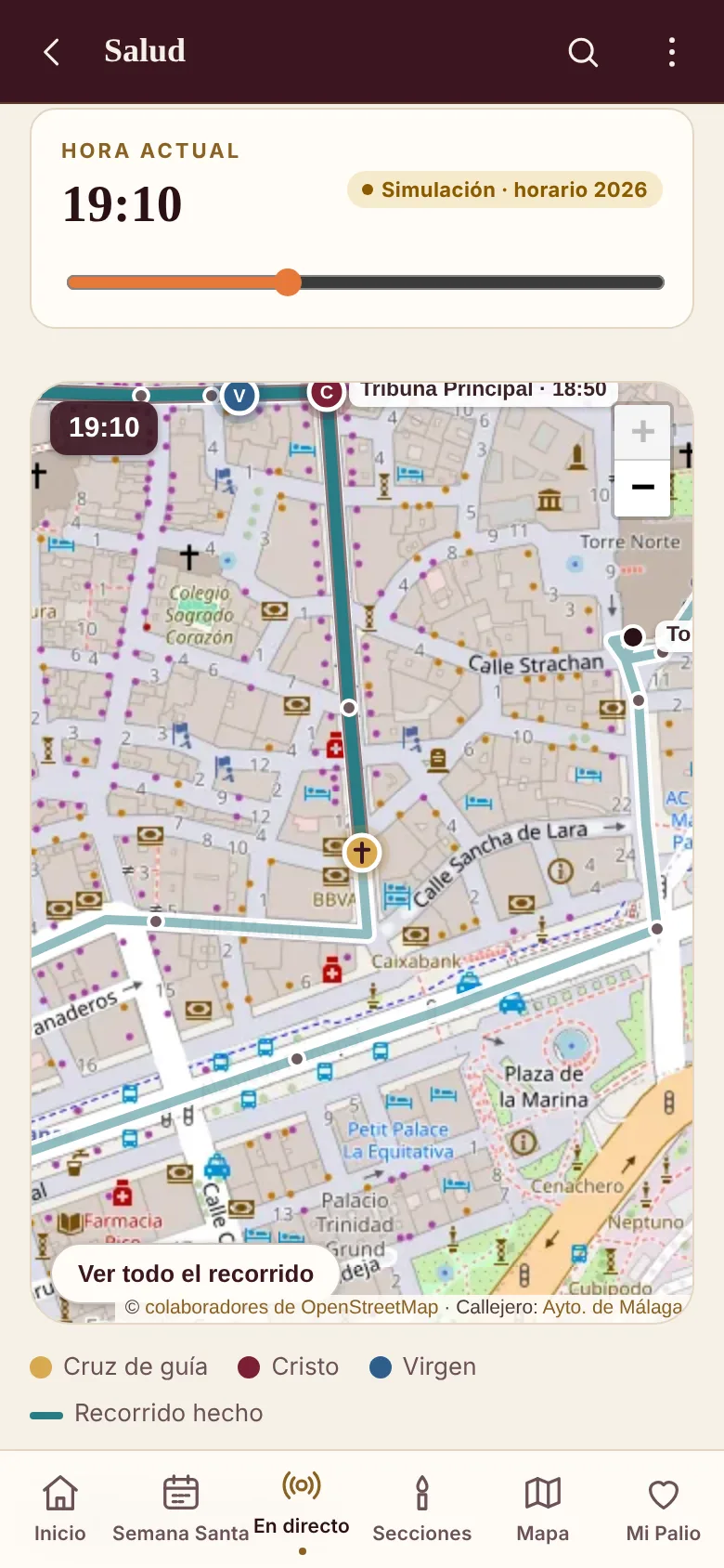 Pantalla Mapa de Palio App